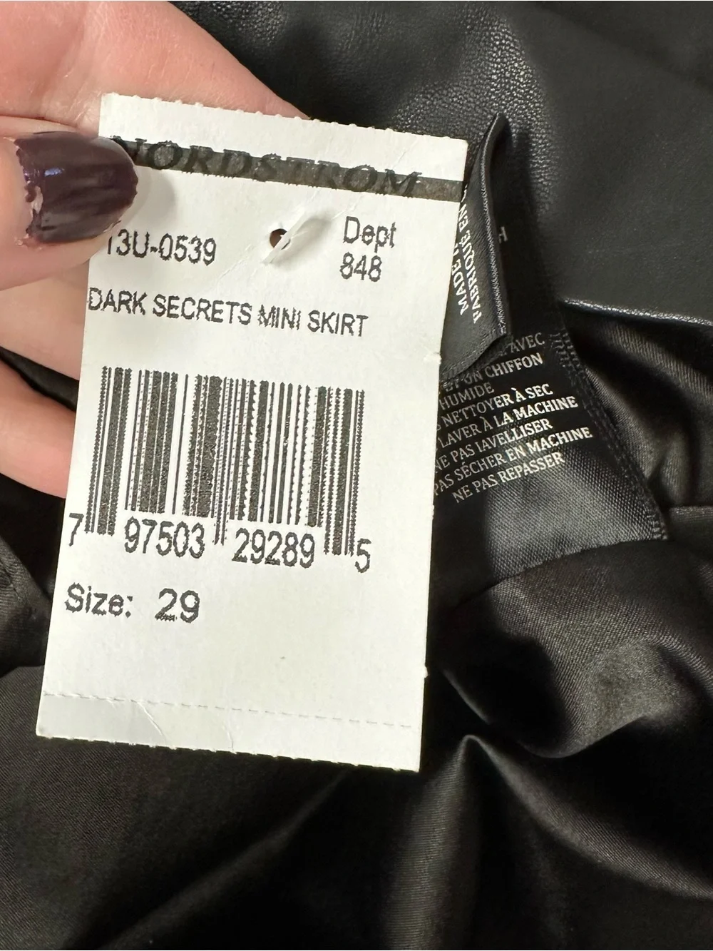 Blank NYC black faux leather mini skirt belted women’s size 29 New moto baddie